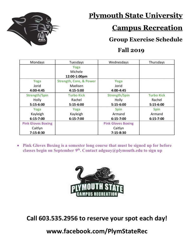 Group Exercise Class Schedule – Recreation Programs